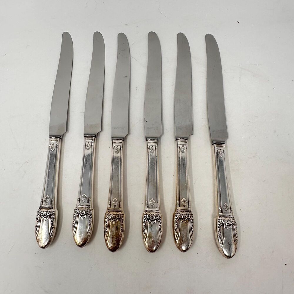 1847 Rogers Bros First Love Silverplate Dinner Knives Hollow Handle Set of 6